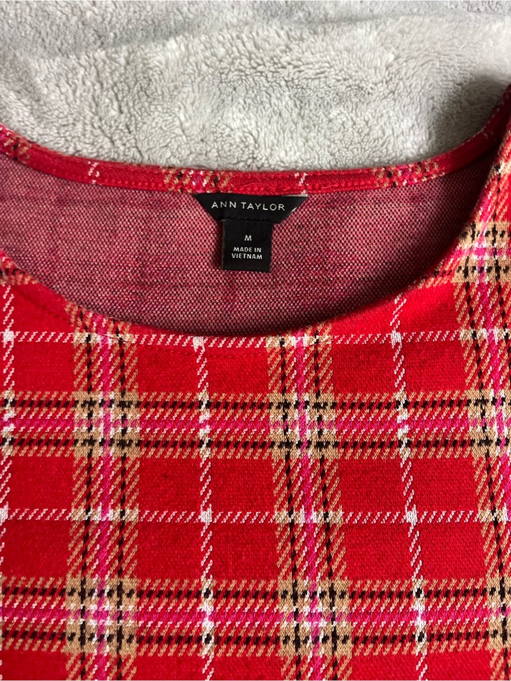 Ann Taylor Red Plaid Short sleeve vintage